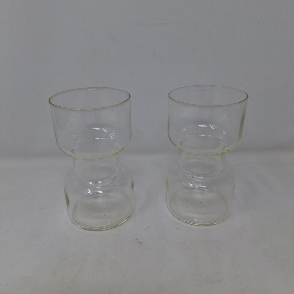 Vintage Corning Pyrex Un-Candle 5 Inch Glass Floating Tea Candle Holder Set Of 2